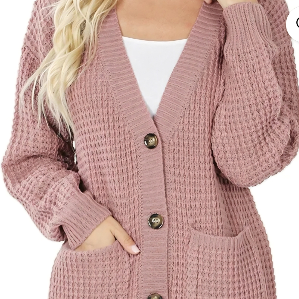 Sonoma Women's Mauve Button-Up Cardigan